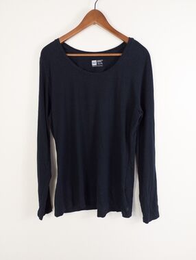 MEC Long Sleeved Scoop Neck Top Black Size 2XL